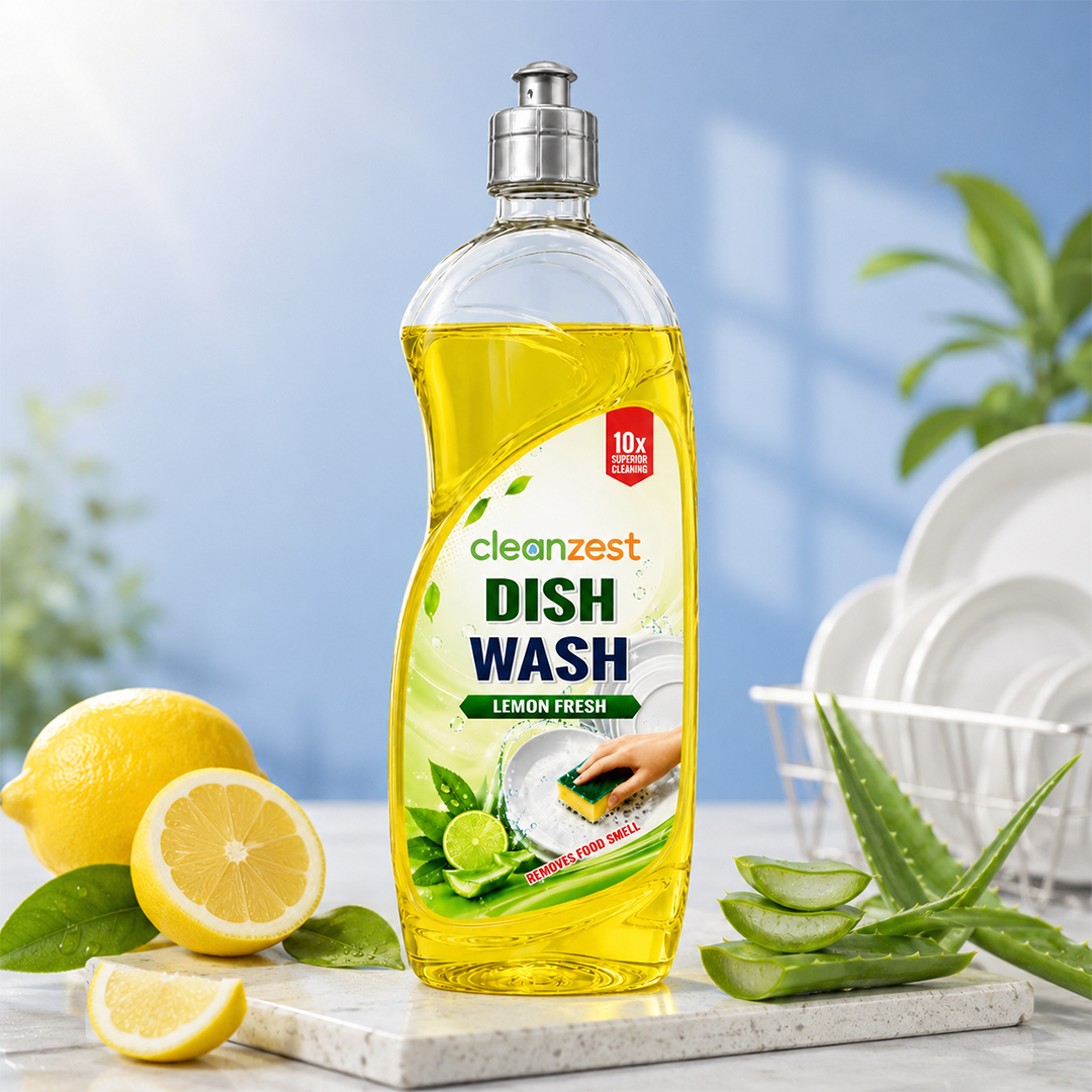 Cleanzest Dish Wash Liquid 500ml | Lemon & Aloe Vera | Powerful Grease Remover | Removes Food Odour | Gentle on Hands